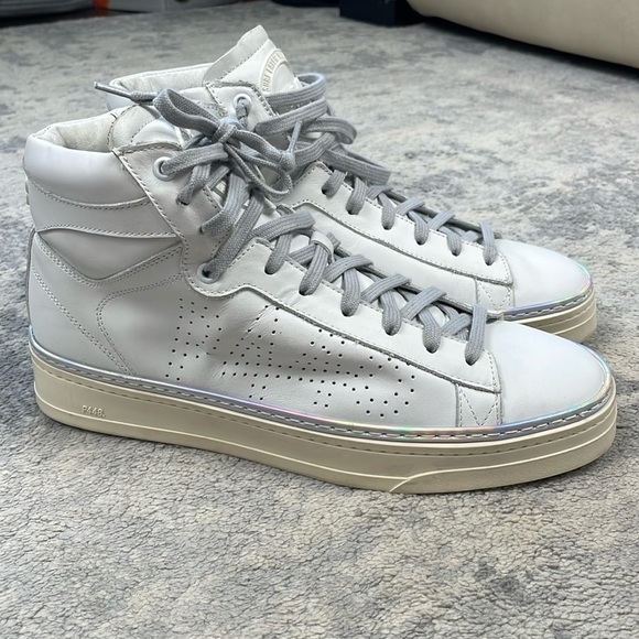 New P448 F22 Taylor Platform High Top Sneaker Side Zip Iridescent Strip Sz 42 - Picture 3 of 16